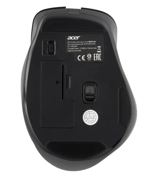 Мышь беспроводная Acer OMR140 черный, 1600 dpi, радиоканал, USB, кнопки - 6