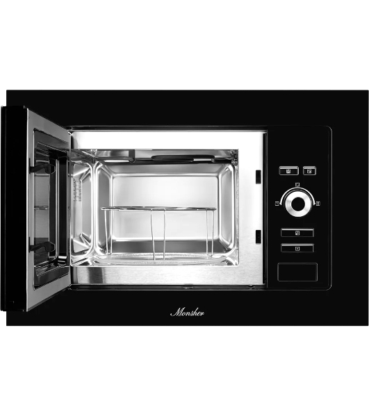 Встраиваемая микроволновая печь Monsher MMH 201 B, 59.3х38.5х31.3 см, мощность микроволновой печи 800-1250 Вт, мощность гриля 1000 Вт, 5 уровней мощности, электронное управление, многофункциональный дисплей, режим Микроволны/Гриль/Комби, автоменю8 программ, блокировка от детей, быстрый пуск, Принадлежности: высокая решетка для гриля, поворотный стол 245 мм, объем 20 л, : черный/стекло