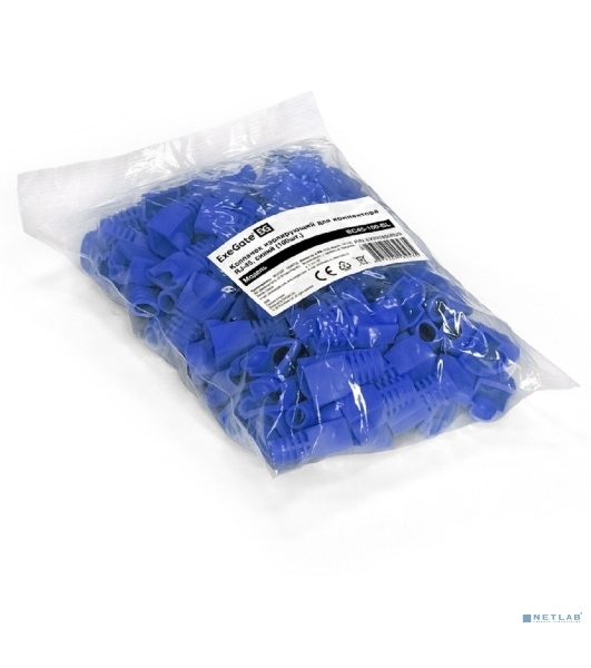 Колпачок ExeGate BC45-100-BL изолирующий для коннектора RJ-45, синий (100 шт)