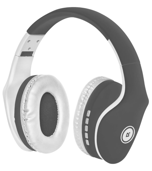 Беспроводные/проводные наушники Defender FreeMotion B525 серый/белый, накладные, Bluetooth + проводной, до 8 ч