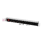 Блок розеток ЦМОRem-10 без шнура с выкл., 5 Schuko, 5 IEC 60320 C13, вход IEC 60320 C14, 10A, алюм., 19' (R-10-5S-5C13-V-440-Z), фото 1