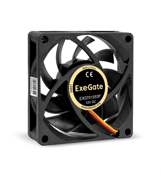 Вентилятор для корпуса ExeGate EX07015S3P черный, 70 мм, 3000 об/мин, 27 дБ, 3 pin
