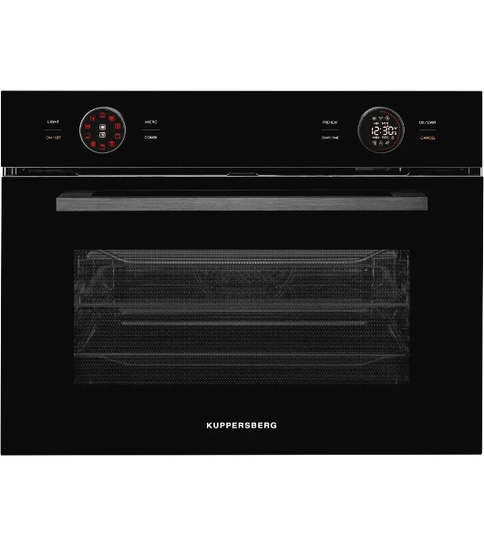 Встраиваемый духовой шкаф Kuppersberg KMW 612 Black с СВЧ, 45 см, 50л, 12 режимов, гидролизная очистка, черный