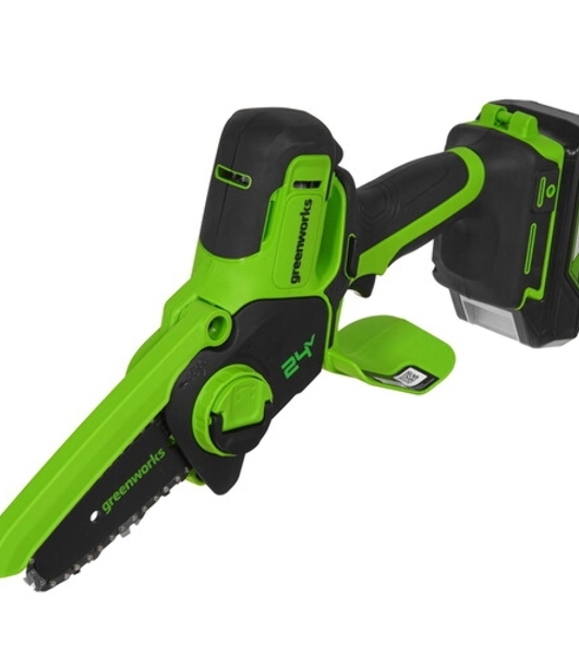 Цепная мини пила GreenWorks G24MCS10K2 аккумуляторная, 24v, 10 см, c АКБ 2АЧ и ЗУ (2008207UA)