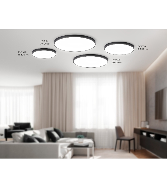 Потолочный светодиодный светильник Ambrella light FV5534 BK черный LED 60W 4200K D500*58 (Без ПДУ)