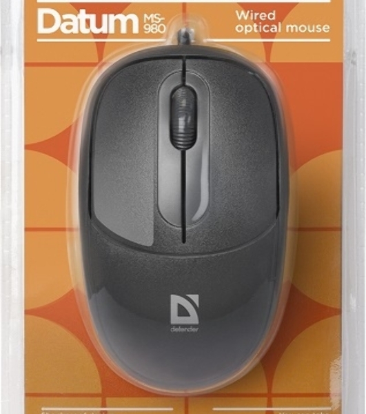 Мышь проводная Defender Datum MS-980 черный, 1000 dpi, USB, кнопки - 3