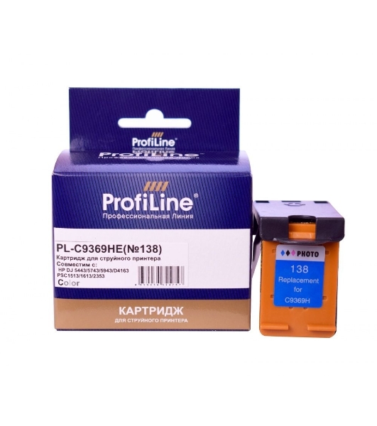 Картридж струйный ProfiLine PL-C9369HE №138 для принтеров HP DJ 5443/5743/5943/D4163 PSC1513/1613/2353 Color водные