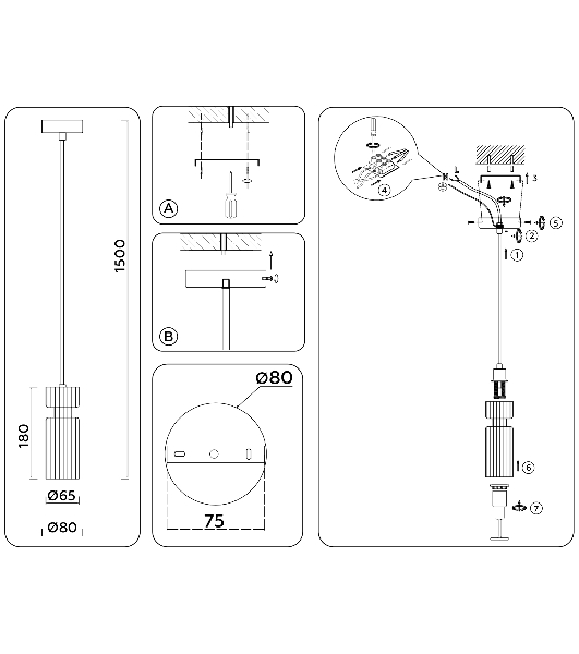 Светильник Ambrella light LH56111 BK/BS/CL черный/латунь/прозрачный E14 max 40W D65*1500