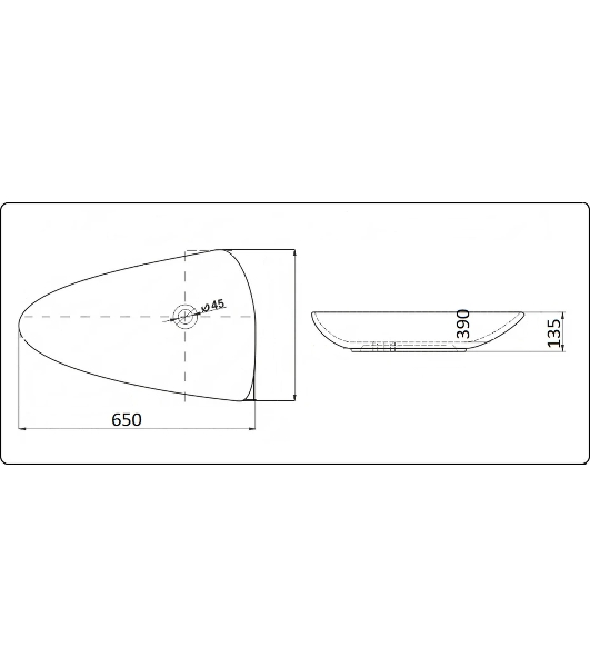 Раковина санфаянс накладная треугольная BAU Triangle 65х39, белая