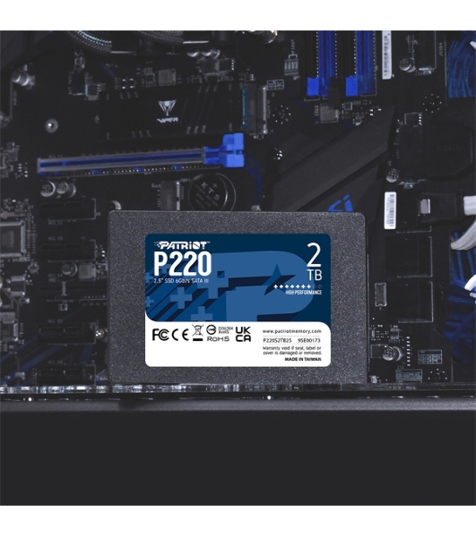 Накопитель SSD Patriot P220, 2Tb, SATA III, 2.5', R/W 550/500