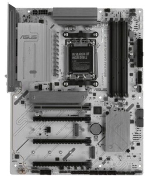 Материнская плата ASUS B850 MAX GAMING WIFI W, AM5, AMD B850, 4xDDR5, 4xSATA, 3xM.2, 1xPCIe 5.0 x16, 1xPCIe 4.0 x4, 2xPCIe 3.0 x1, 1xDisplayPort, 1xHDMI, 1x2.5Gb LAN, Wi-Fi 6E, Bluetooth 5.3, 1xUSB-C 10Gbps, 3xUSB-A 10Gbps, 2xUSB-A 5Gbps, 2xUSB-A 2.0, 3x3.5 мм, 7.1, ATX