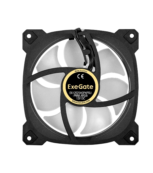 Вентилятор для корпуса ExeGate EX12025H3P4PSU-PWM.ARGb черный, 120 мм, 1800 об/мин, 26 дБ, 4 pin