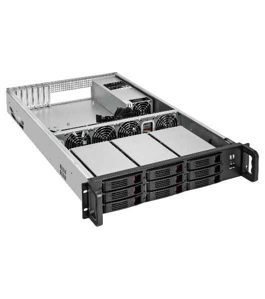 Серверный корпус ExeGate Pro 2U650-HS09 (RM 19', высота 2U, глубина 650, БП 2U-1080ADS, 9xHotSwap, 2*USB)