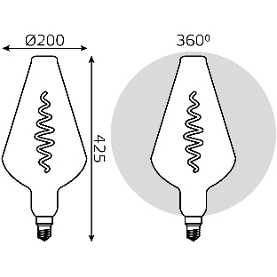 Лампа cветодиодная LED Filament Vase E27 8.5W Gray 165lm 1800K 1/2 180802005 Gauss