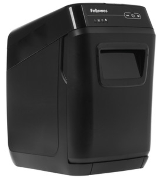 Шредер Fellowes AutoMax 150C FS-46801(01/02)* (секр.P-4)/фрагменты 4x38 мм,/150лист./32лтр./Уничт:скрепки, скобы, пл.карты,CD диски