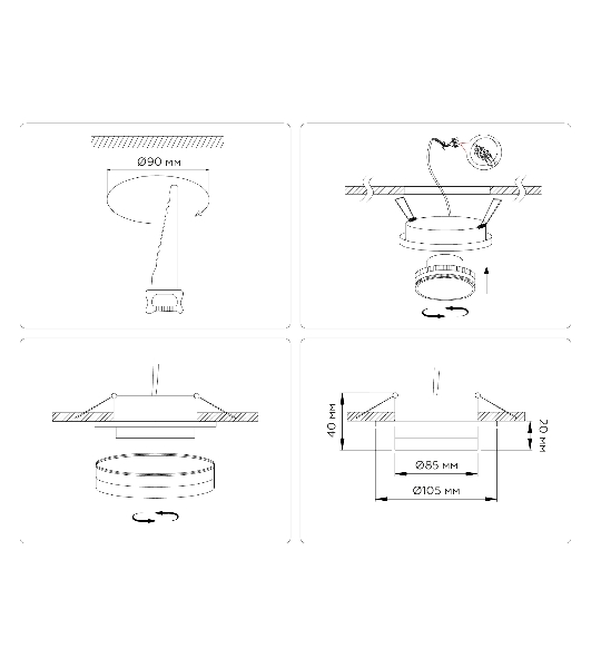 Светильник Ambrella light TN5215 BK черный GX53 max 15W D105*40