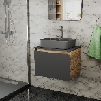 Комплект: тумба Bau Dream Blackwood графит 60, 1 ящик, раковина BAU Cerama 48х37, темно-серая, смеситель Hotel Dream, нерж сталь, фото8