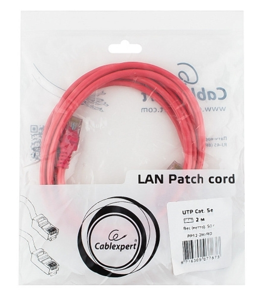 Патч-корд UTP Cablexpert cat.5e, 2м, литой, многожильный, розовый