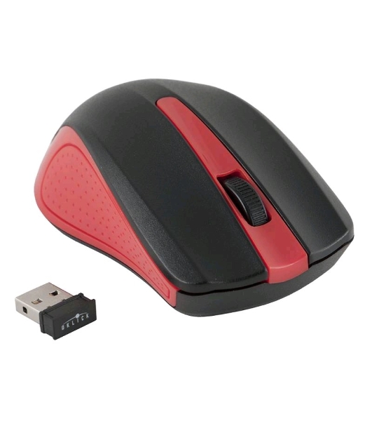 Мышь беспроводная Oklick 485MW черный/красный, 1200 dpi, радиоканал, USB, кнопки - 3