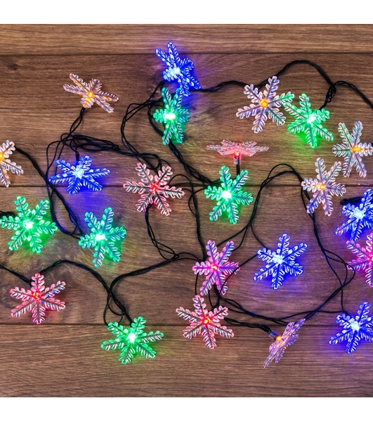 Гирлянда светодиодная Neon-night 'Снежинки' 30 LED МУЛЬТИКОЛОР 4,4 метра с контроллером