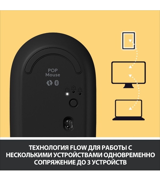 Мышь беспроводная Logitech POP Mouse желтый, 4000 dpi, Bluetooth, кнопки - 4