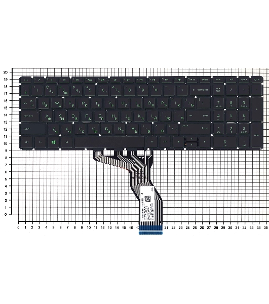 Клавиатура для ноутбука HP Pavilion Power 15-cb000 черная с зеленой подсветкой