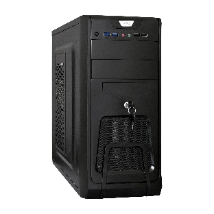 Компьютерный корпус Miditower ExeGate CP-603UB-UNS500 (ATX, БП UNS500 с вент. 12см, 2хUSB, аудио, черный)