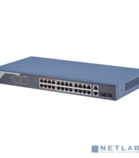 Коммутатор HiWatch SWT-1326P, 24×100 Мбит/с PoE + 2×1 Гбит/с Combo (RJ45/SFP), управляемый