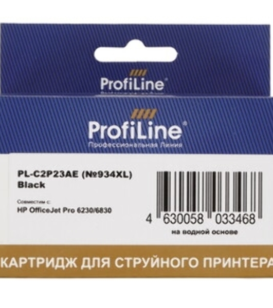 Картридж струйный ProfiLine PL-C2P23AE (№934XL) для принтеров HP OfficeJet Pro 6230/6830 с чернилами на водной основе Black