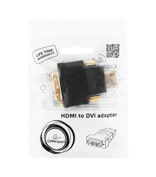 Адаптер (переходник) Gembird HDMI-DVI A-HDMI-DVI-1, 19M/19M, золотые разъемы, пакет