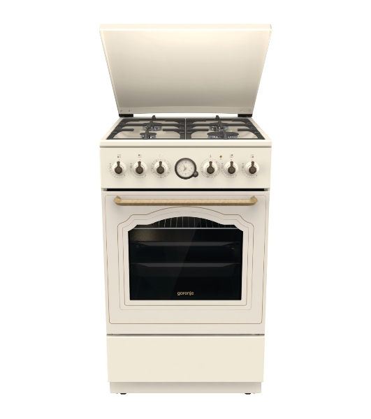 Плита комбинированная Gorenje GKS5B70CLI бежевый, конфорок 4 газовых, духовка 70 л, 50 см x 85 см x 59.4 см