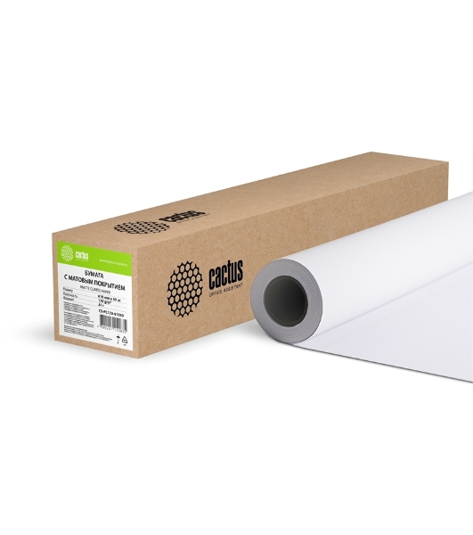 Бумага Cactus CS-PC120-61030 24'(A1) 610мм-30м/120г/м2/белый матовое универсальная (с покрытием) втулка:50.8мм (2') (упак.:1рул)