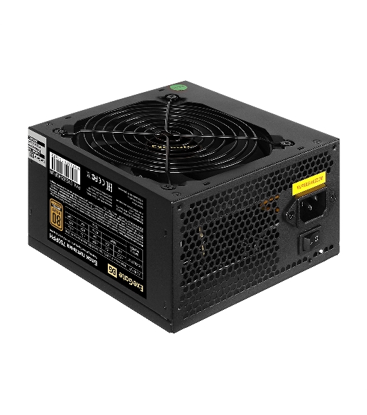 Блок питания 750W ExeGate 80 PLUS Bronze 750PPH-S (ATX, APFC, SC, КПД 85% (80 PLUS Bronze), 12cm fan, 24pin, 2x(4+4)pin, 4xPCI-E, 8xSATA, 4xIDE, кабель 220V 1,8м с защитой от выдергивания, black, Color Box)