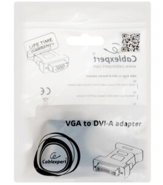 Переходник Cablexpert VGA-DVI, 15M/25F, черный, пакет (A-VGAM-DVIF-01)