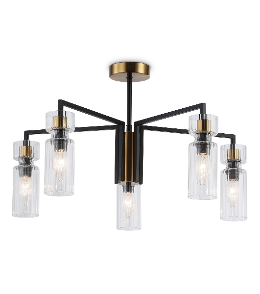 Люстра Ambrella light LH56113/5 BK/BS/CL черный/латунь/прозрачный E14*5 max 40W D605*350
