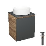 Тумба Bau Dream Blackwood 50 графит, раковина BAU Dream круглая D41, выпуск клик клак, черный, фото3