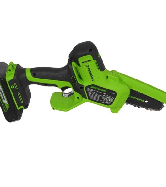 Цепная мини пила GreenWorks G24MCS10K2 аккумуляторная, 24v, 10 см, c АКБ 2АЧ и ЗУ (2008207UA)