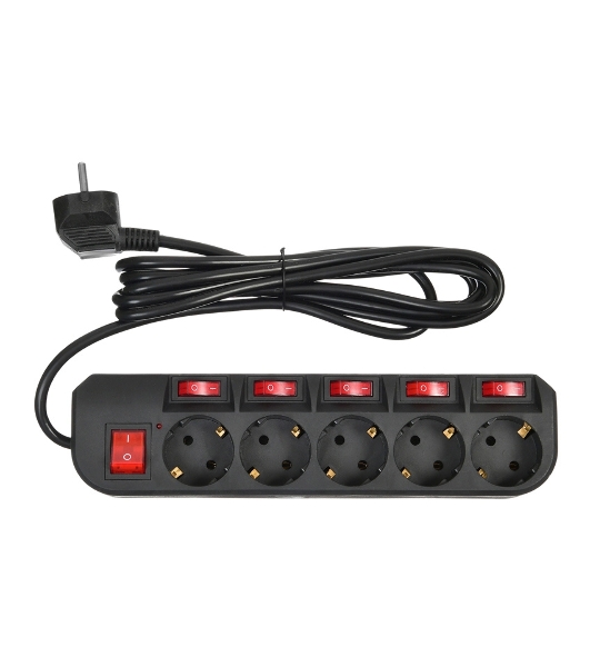 Сетевой фильтр Buro 500SH-3-SW-B 3 м, 5 розеток, черный, коробка