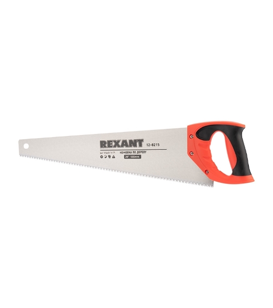 Ножовка по дереву Rexant 'Зубец' 500 мм, 7-8 TPI, каленый зуб 2D, двухкомпонентная рукоятка