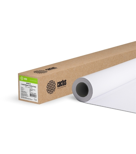 Бумага Cactus CS-PC140-106730 42'(A0+) 1067мм-30м/140г/м2/белый матовое универсальная (с покрытием) втулка:50.8мм (2')