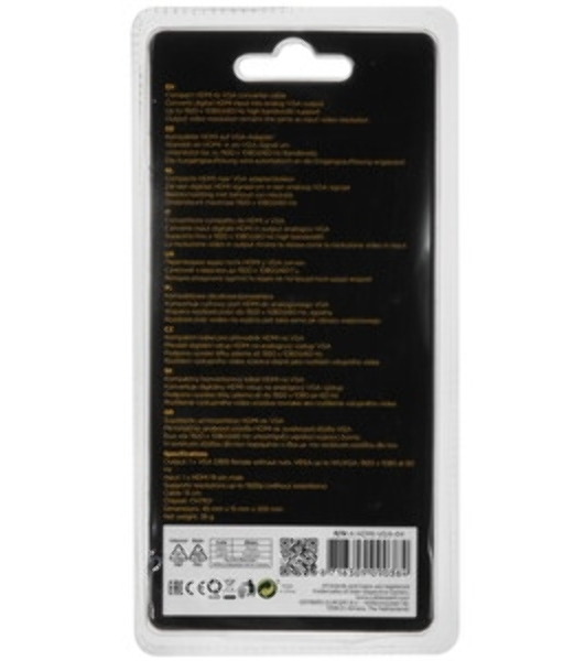 Переходник Gembird-Cablexpert Переходник HDMI-VGA, 19M/15F (A-HDMI-VGA-03)