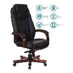 Кресло Бюрократ T-9923WALNUT/BLACK черный, кожа, фото5