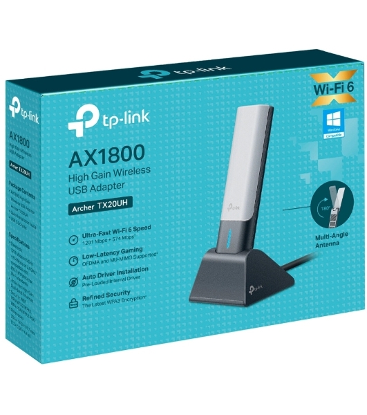 Двухдиапазонный USB-адаптер высокого усиления TP-Link Archer TX20UH с поддержкой Wi-Fi AX1800