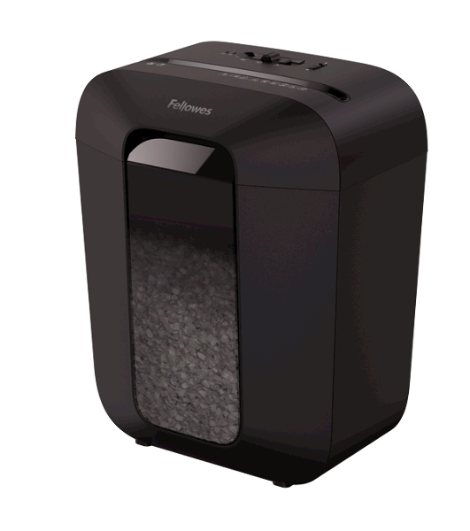 Шредер Fellowes PowerShred LX50 черный (секр.P-4)/перекрестный/9лист./17лтр./скрепки/скобы/пл.карты