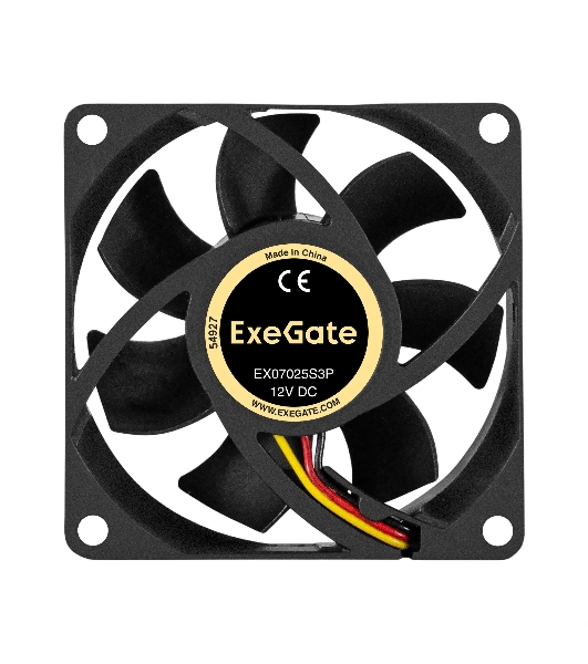 Вентилятор для корпуса ExeGate EX07025S3P черный, 70 мм, 3500 об/мин, 35.5 дБ, 3 pin