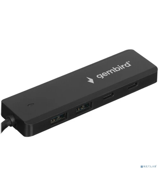 Разветвитель USB3.1 Gembird UHB-C425, 2xUSB, 2xType-C, с доп.питанием (порт Type-C), кабель Type-C 19см