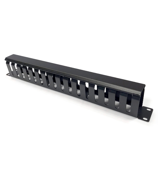 Организатор комм. шнуров Hyperline CM, 19', 1HU, 44х482,5х67 мм (ВхШхГ), с крышкой , цвет: черный