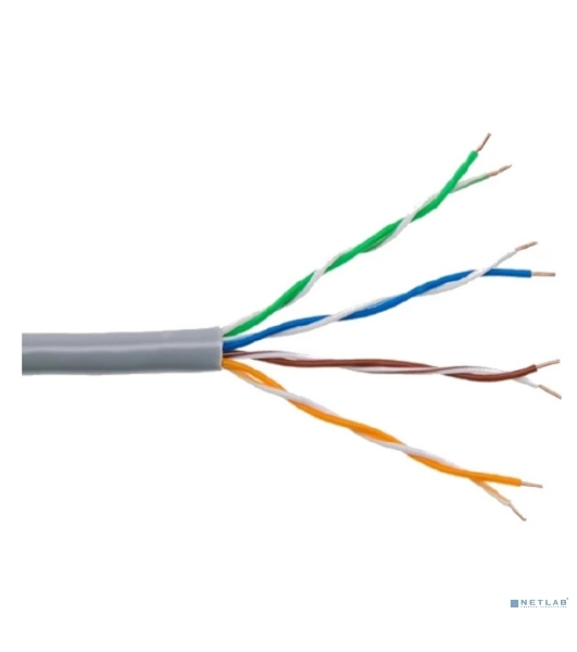 Кабель витая пара Rexant U/UTP, cat.5e, PVC нг(А)-LS, 4х2х0,52мм, 4PR, 24AWG, INDOOR, SOLID, серый, 305м