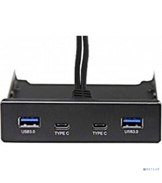 Планка USB на переднюю панель ExeGate U3H-619, 3,5', 2*USB 3.0+2*TypeC, черная, подсоед-е к мат. плат