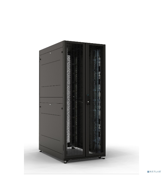 Шкаф серверный ПРОФ напольный 42U (800x1000) дверь перфор., задние двойные перфор., черный, в сборе
